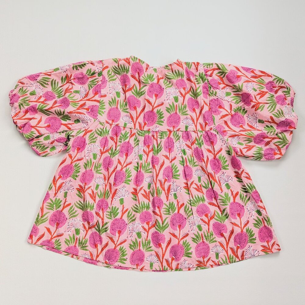 NWT THML Pink Floral Boho Peasant Top Medium - Picture 14 of 14